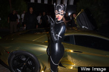Kim Kardashian Rolls Up To Halloween Party In Gold Lamborghini