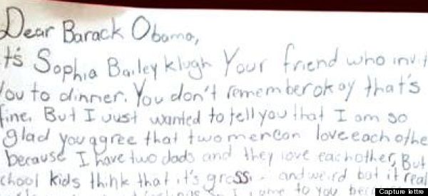 Obama répond à Sophia, 10 ans, élevée par deux papas