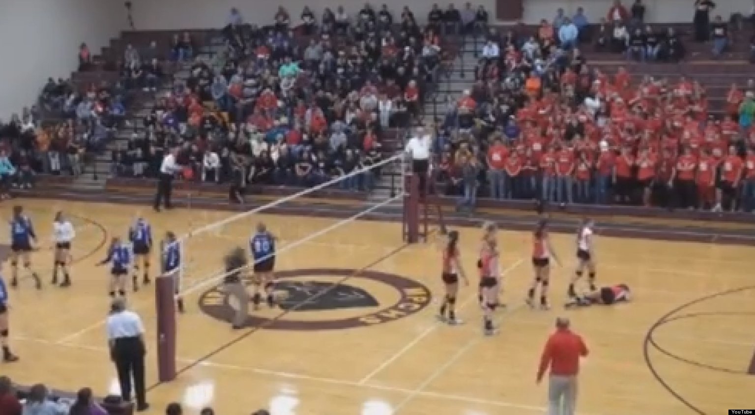 Volleyball Spike Hits WinfieldMount Union Player In Face, Then Hits