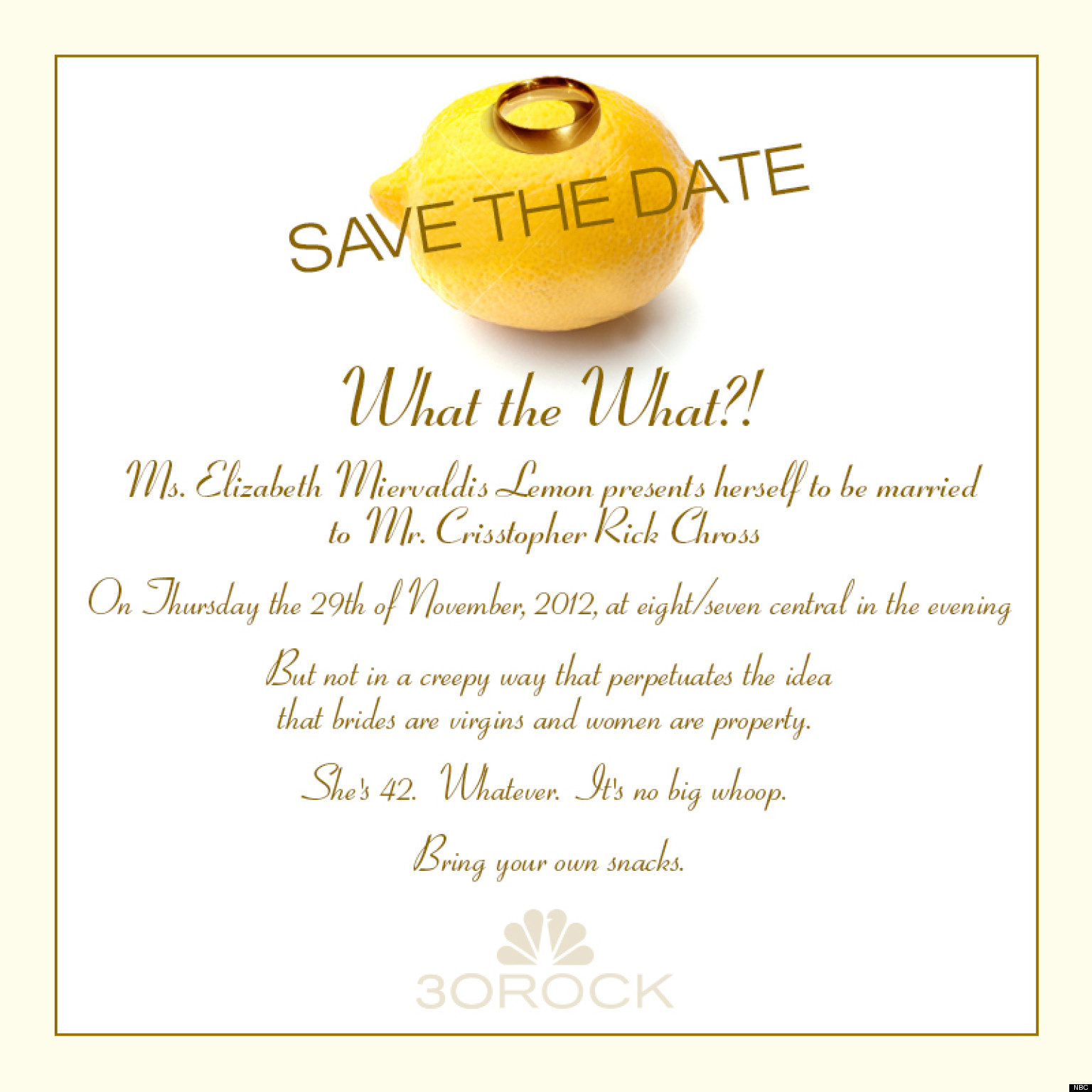 Liz Lemon S Wedding See The 30 Rock Invite Photo Huffpost