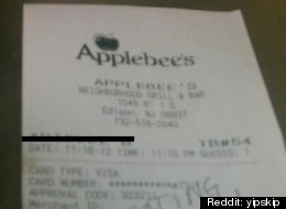 Rude Applebee's Receipt: 'Stop Eating, B*tch!'