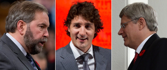 Mulcair Trudeau Harper