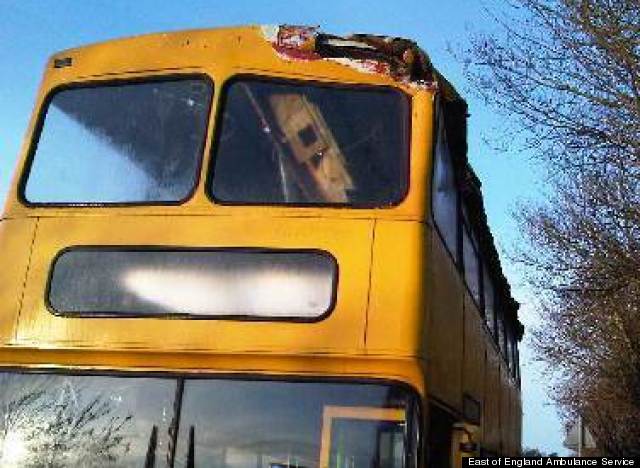 wrecked bus