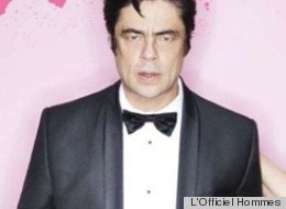 Benicio del Toro en portada de revista con mujer desnuda en los brazos
