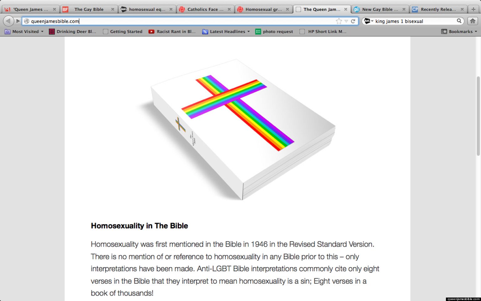 Queen James Bible Claims To Be First Ever Gay Bible But Some Say It Rewrites Scripture Huffpost 1935