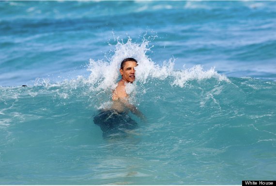 obama in the waves