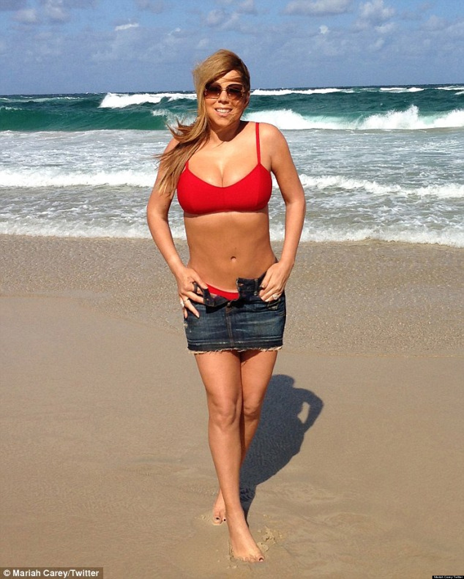 Mariah Carey Flaunts Fantastic Body And Rock Hard Abs In Red Bikini Photos Video 