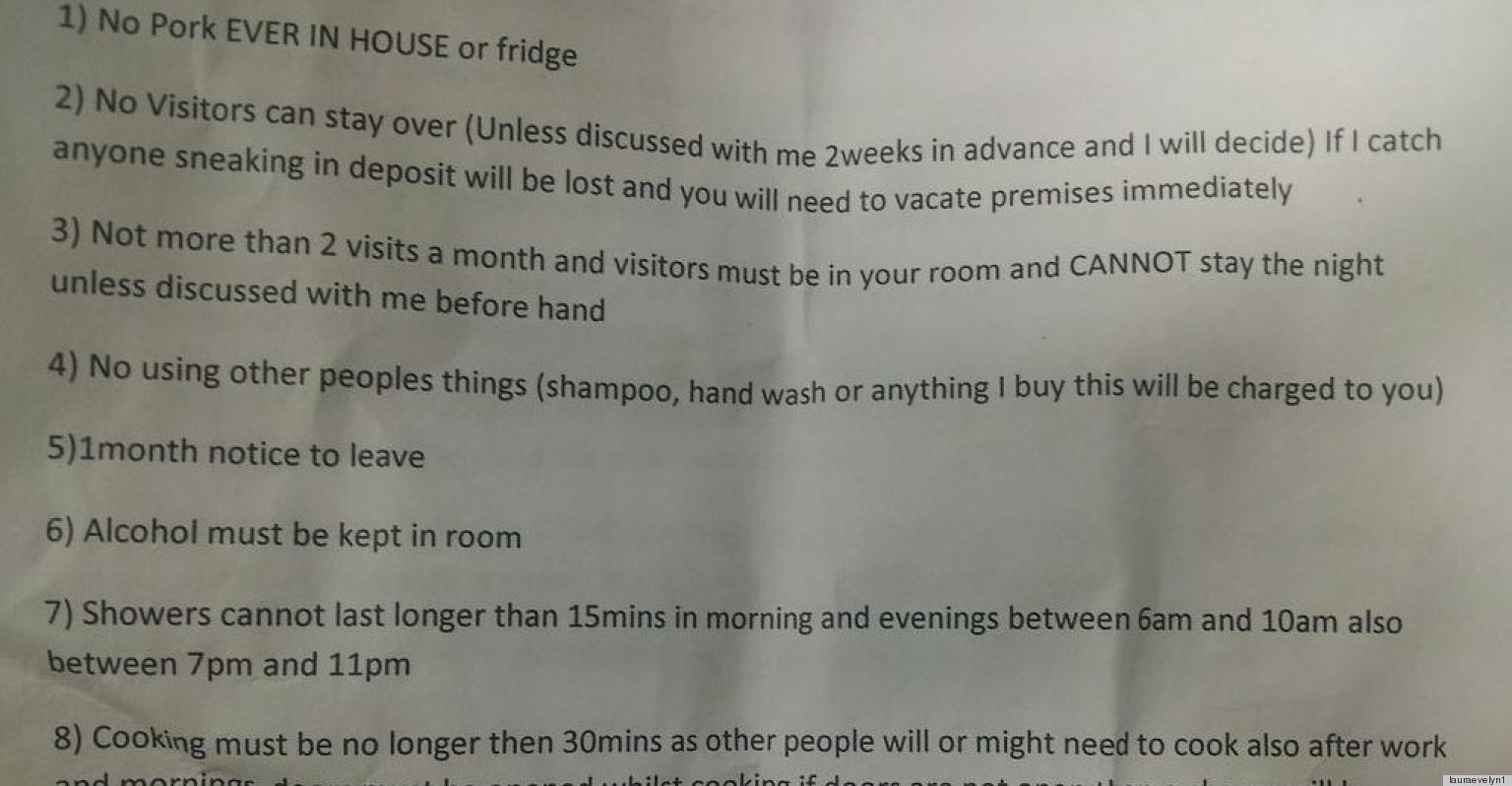 Renter Rules Go Too Far In This Unbelievable Letter From Landlord