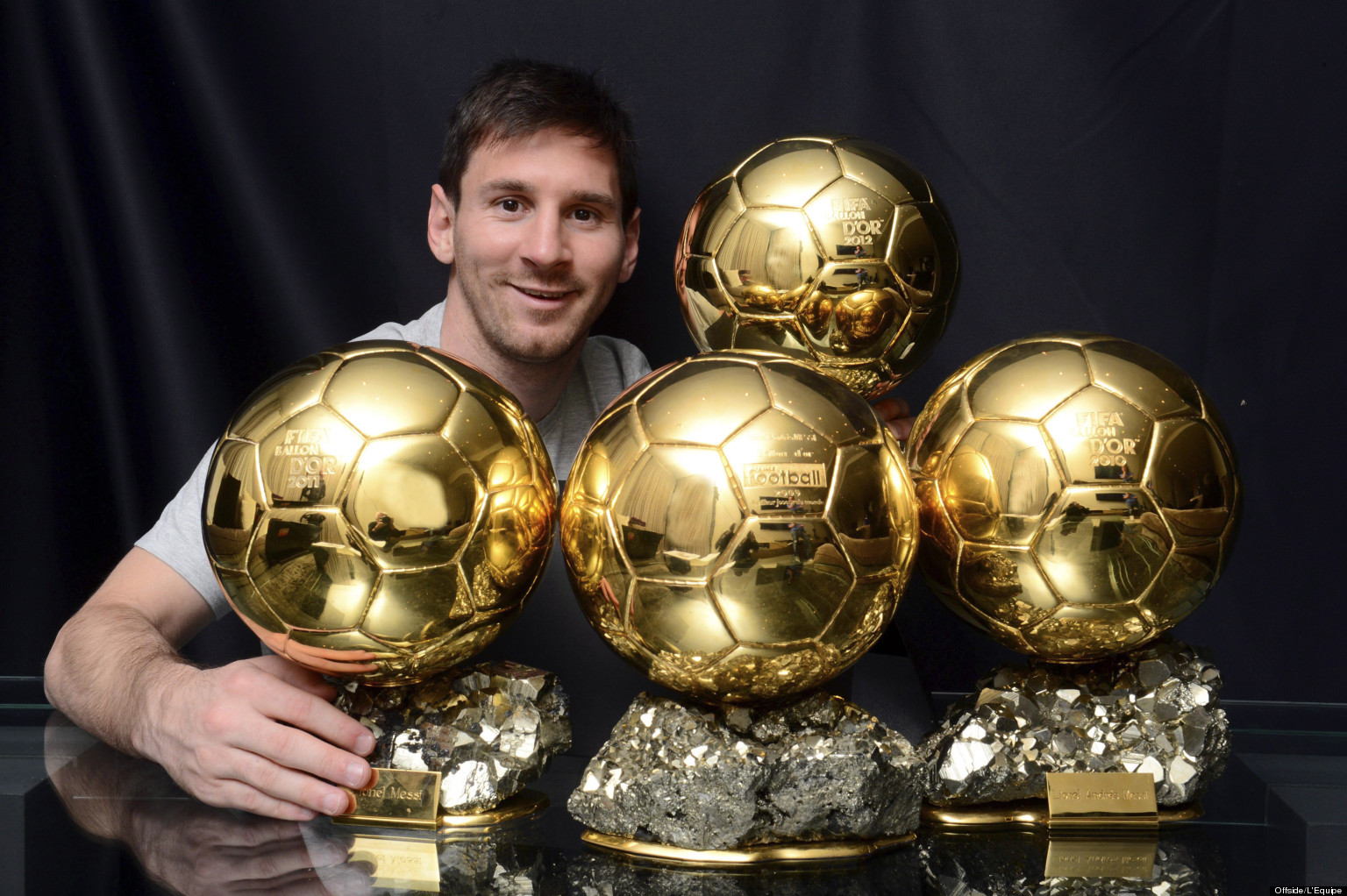 Lionel Messi And His Four Ballon D'Ors (PICTURES)