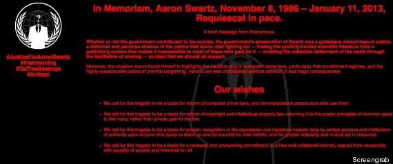 Anonymous Hacks MIT, U.S. Department Of Justice In Aaron Swartz Tribute