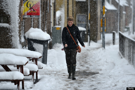woman walking in snow
