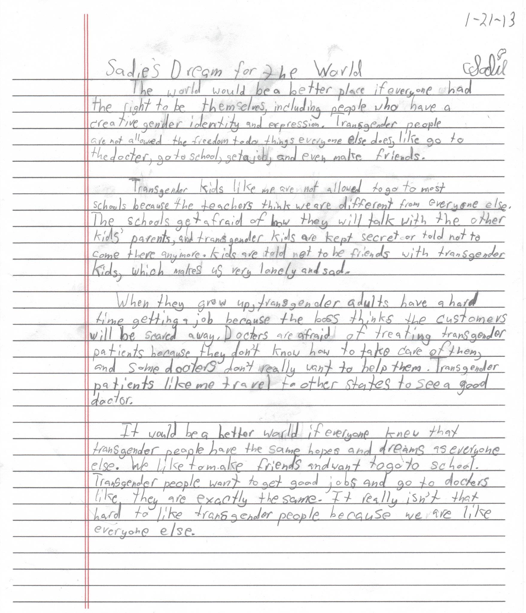 Sadie, 11-Year-Old Transgender Girl, Writes Essay In Response To Obama
