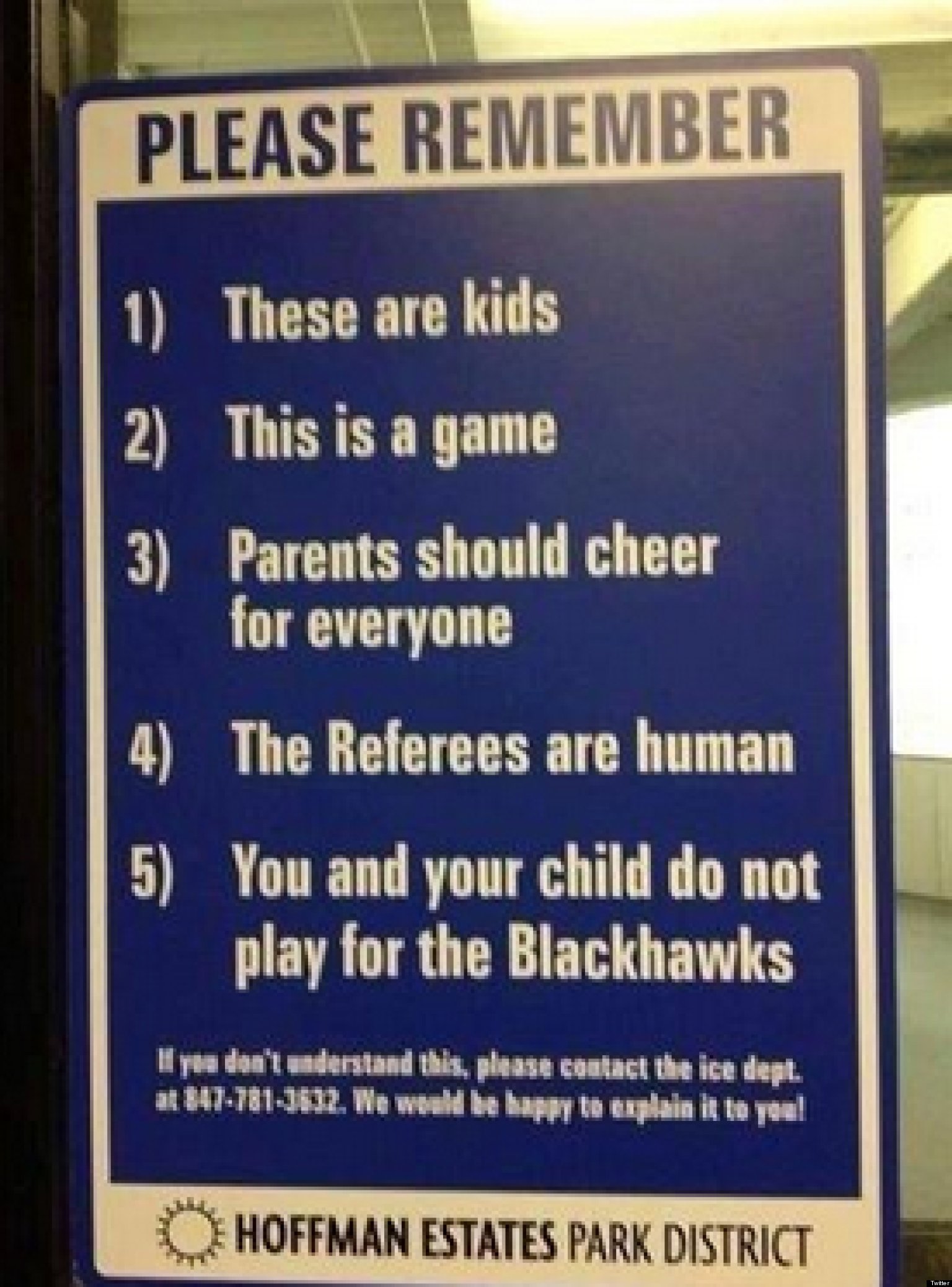 Illinois Ice Rink Posts Awesome Sign To Remind Hockey Parents To Chill