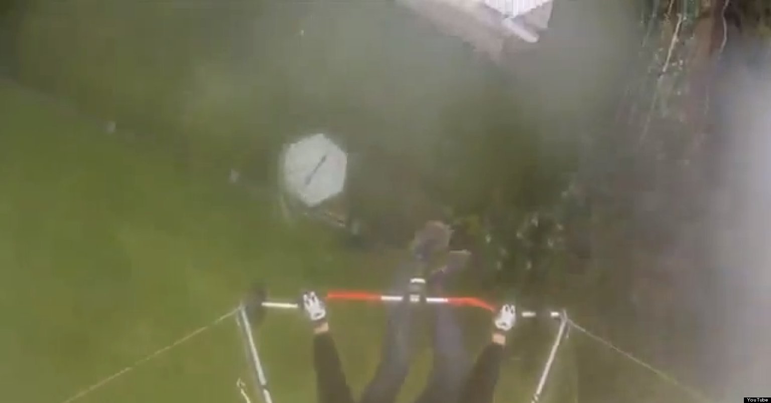 Hang Glider FAIL Lucky Guy Crashes Into Open Window (VIDEO) HuffPost