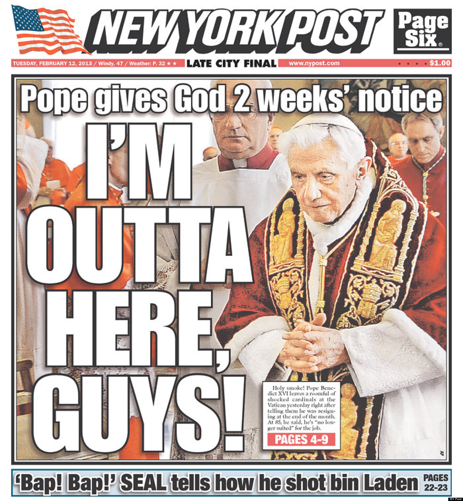 Pope Benedict's Resignation Cover Newspaper Front Pages (PHOTOS) | HuffPost