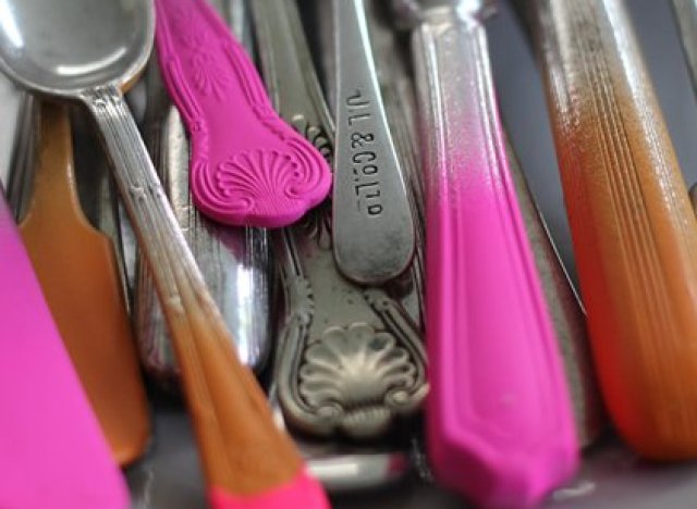 Give Vintage Silverware A Dose Of Personality With Neon Paint (