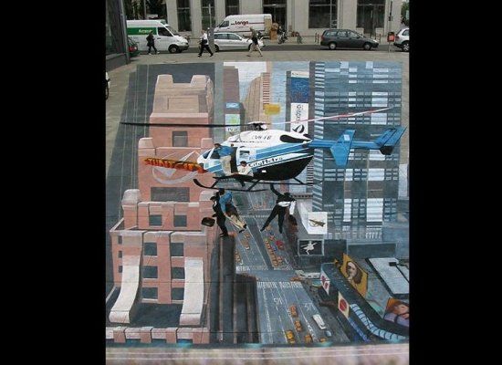 3-D Helicopter in city