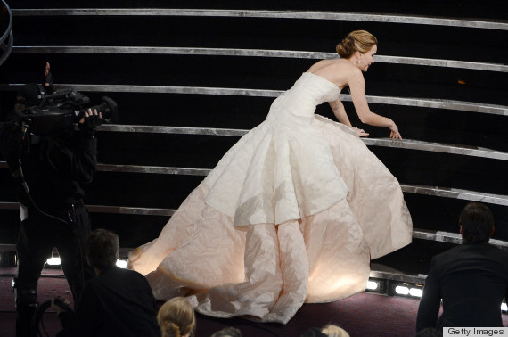 jennifer lawrence trips oscars