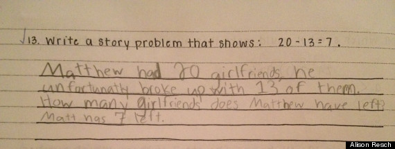 cute kid note of the day word problem