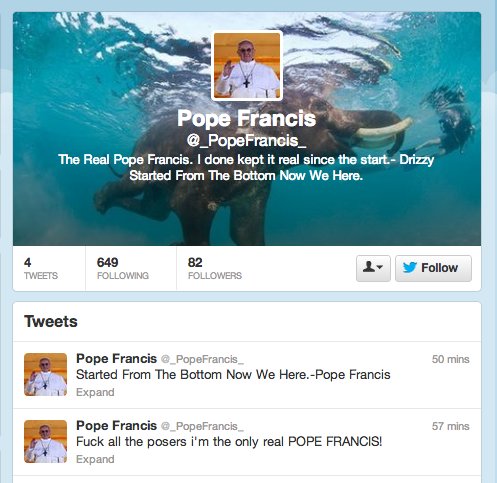 fake pope twitter