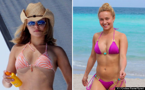Left to right: Hayden Panettiere in 2009 and in 2013) .
