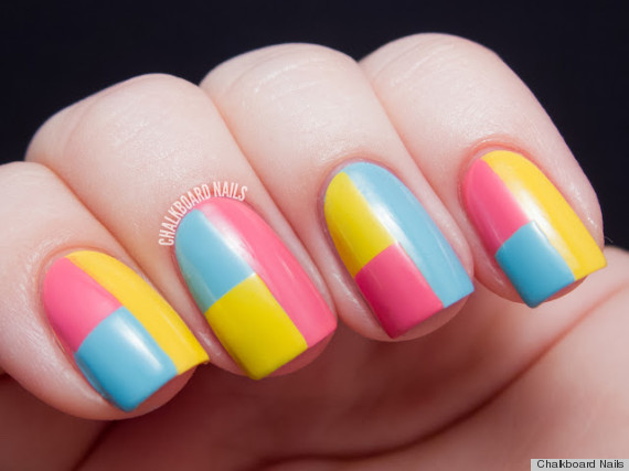 diy nail art colorblock manicure