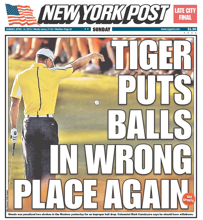New York Post Cover Tackles Tiger Woods' Masters Controversy With