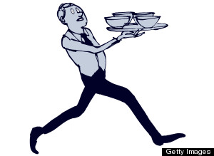 waiter serving dinner
