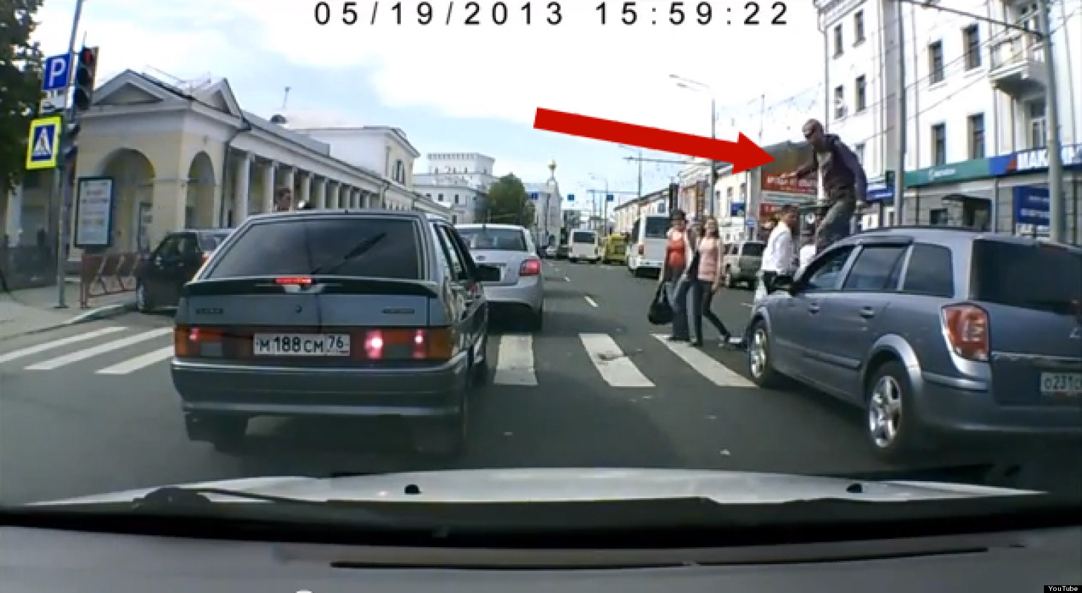 Pedestrian Walks On Car Hood: Payback For Driver Stopped In Crosswalk ...