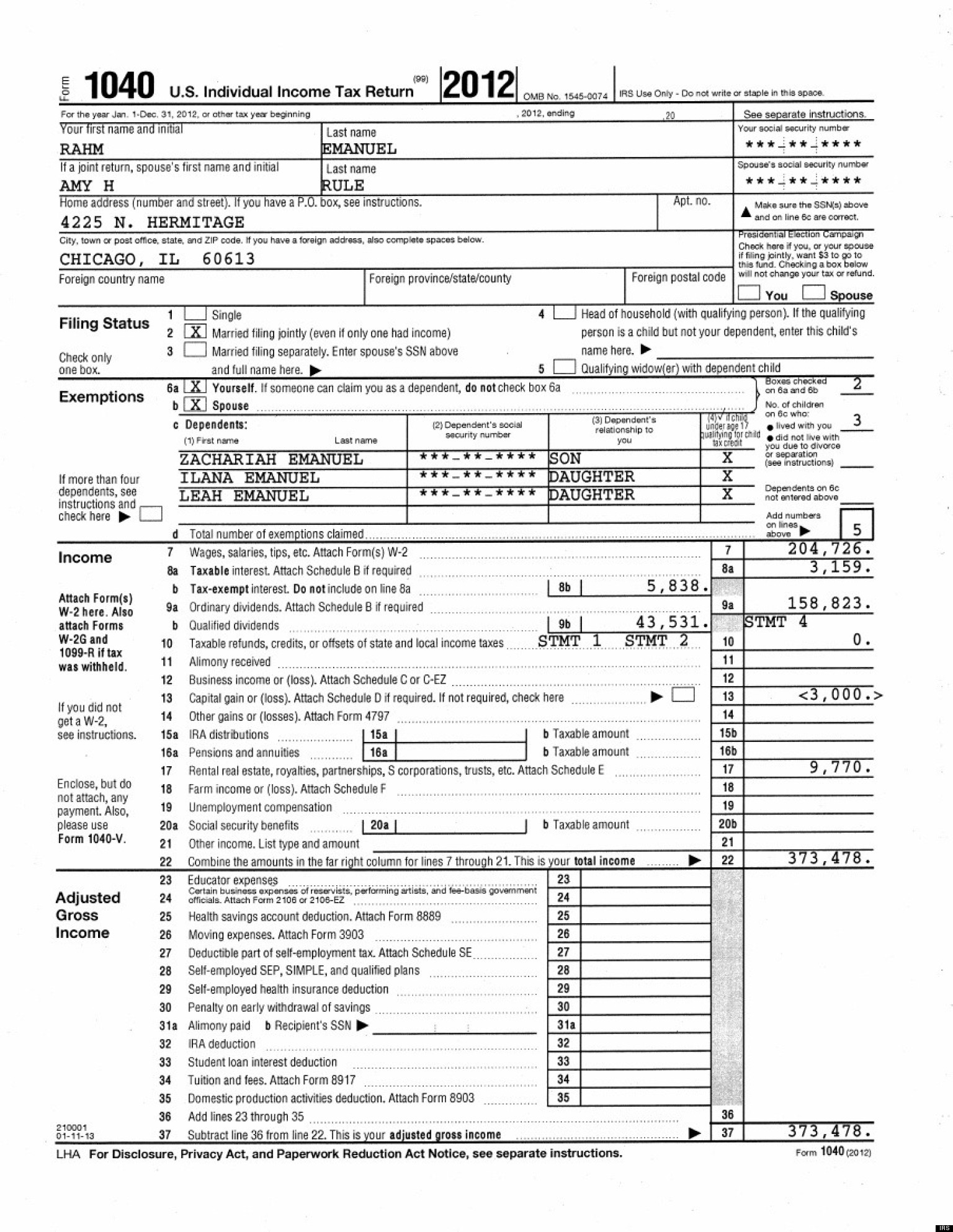 Take A Peek At Mayor Emanuel's Tax Returns