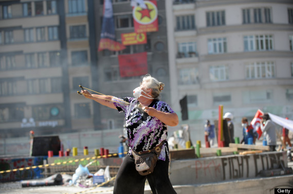 turkish protester slingshot