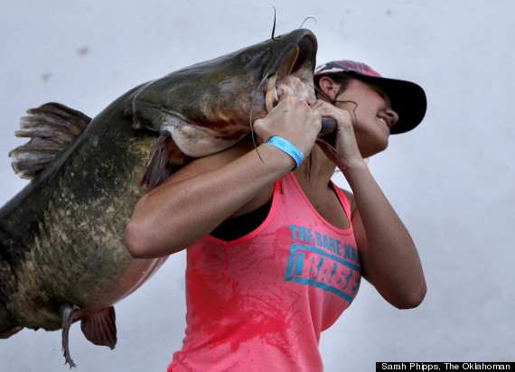 Lucy Millsap, 'Bare Knuckle Babe,' Wins 2013 Okie Noodling Tournament With  72-Pound Catfish