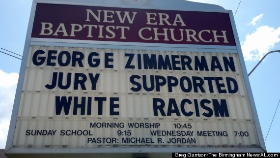 baptist church zimmerman racism sign