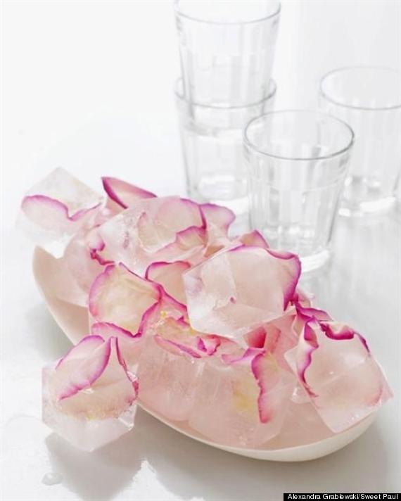 rose petal ice cubes