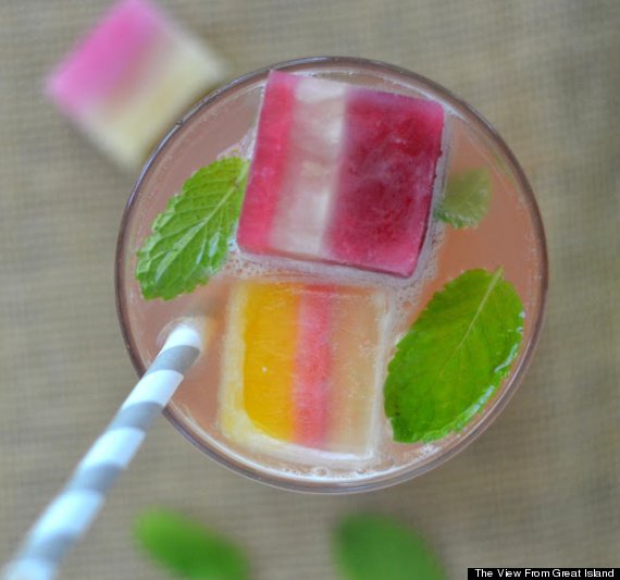 layered ice cubes