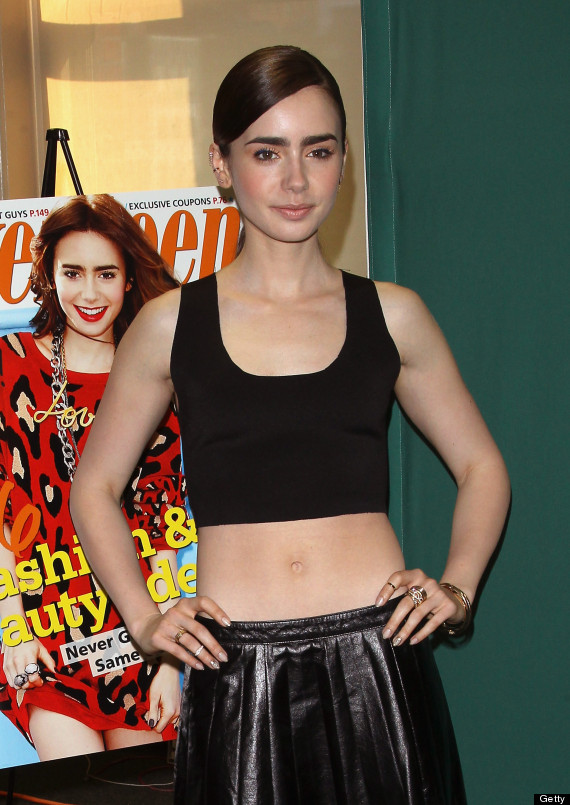 Lily Collins Wears Crop Top At Seventeen Magazine Signing