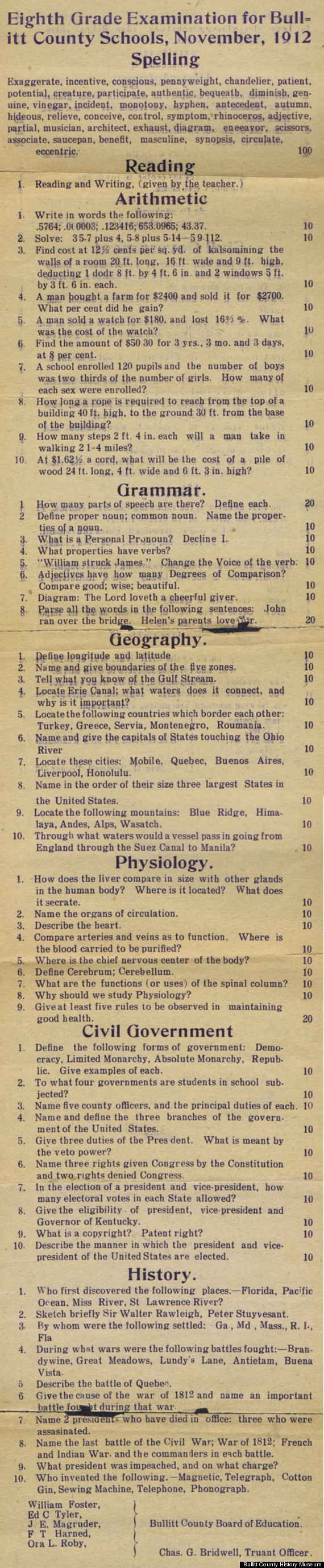 1912 eighth grade exam