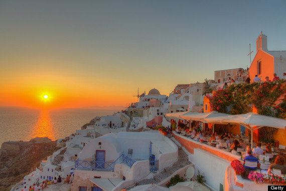 greek town sunset