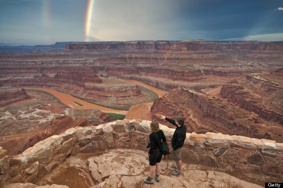 person viewing rainbows