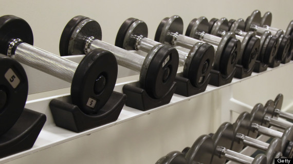 rack of free weights