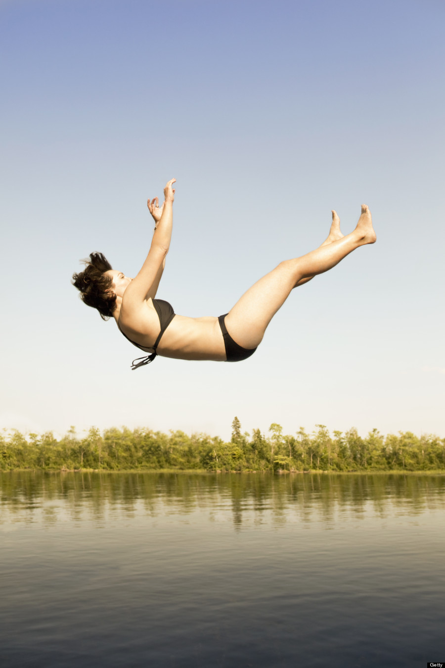 woman falling in water