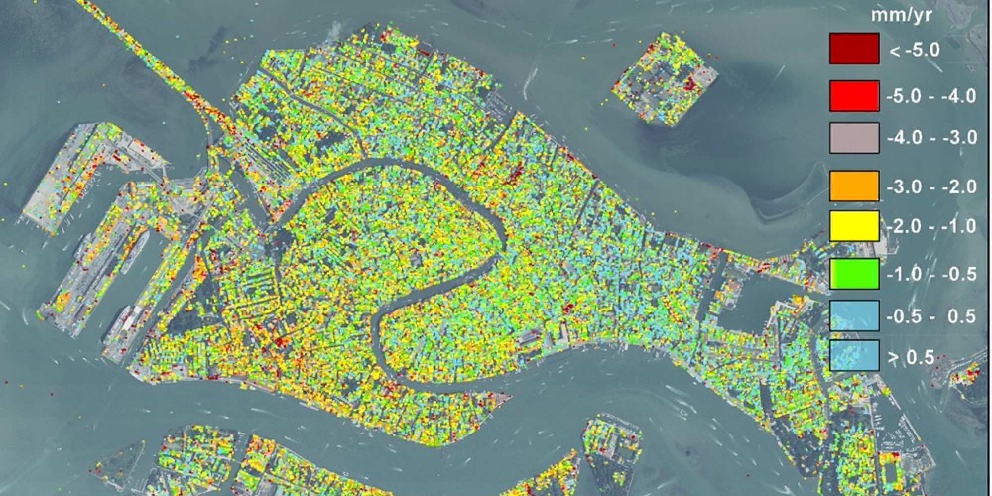 Venice's Sinking Map From Satellite Data Teases Apart Natural, Man-Made ...