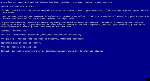 blue screen of death