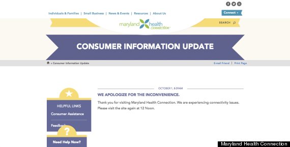 maryland obamacare glitch