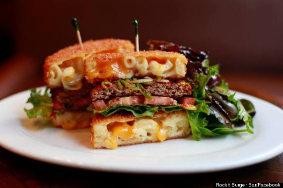 burger fried mac cheese bun