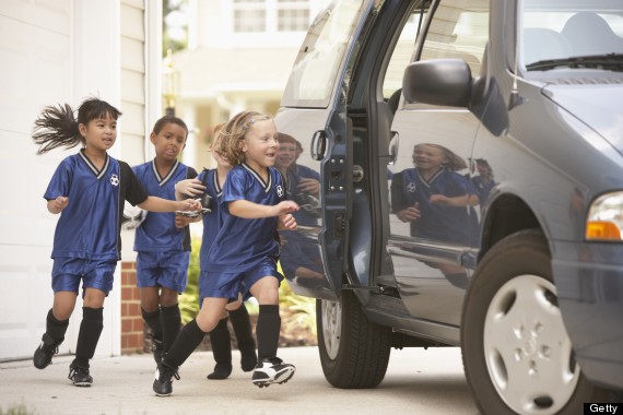 kids getting in car