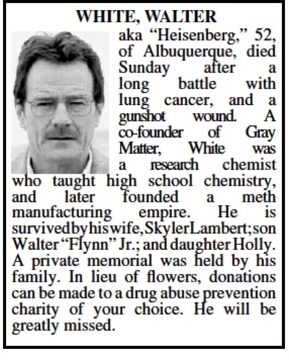 walter white obituary