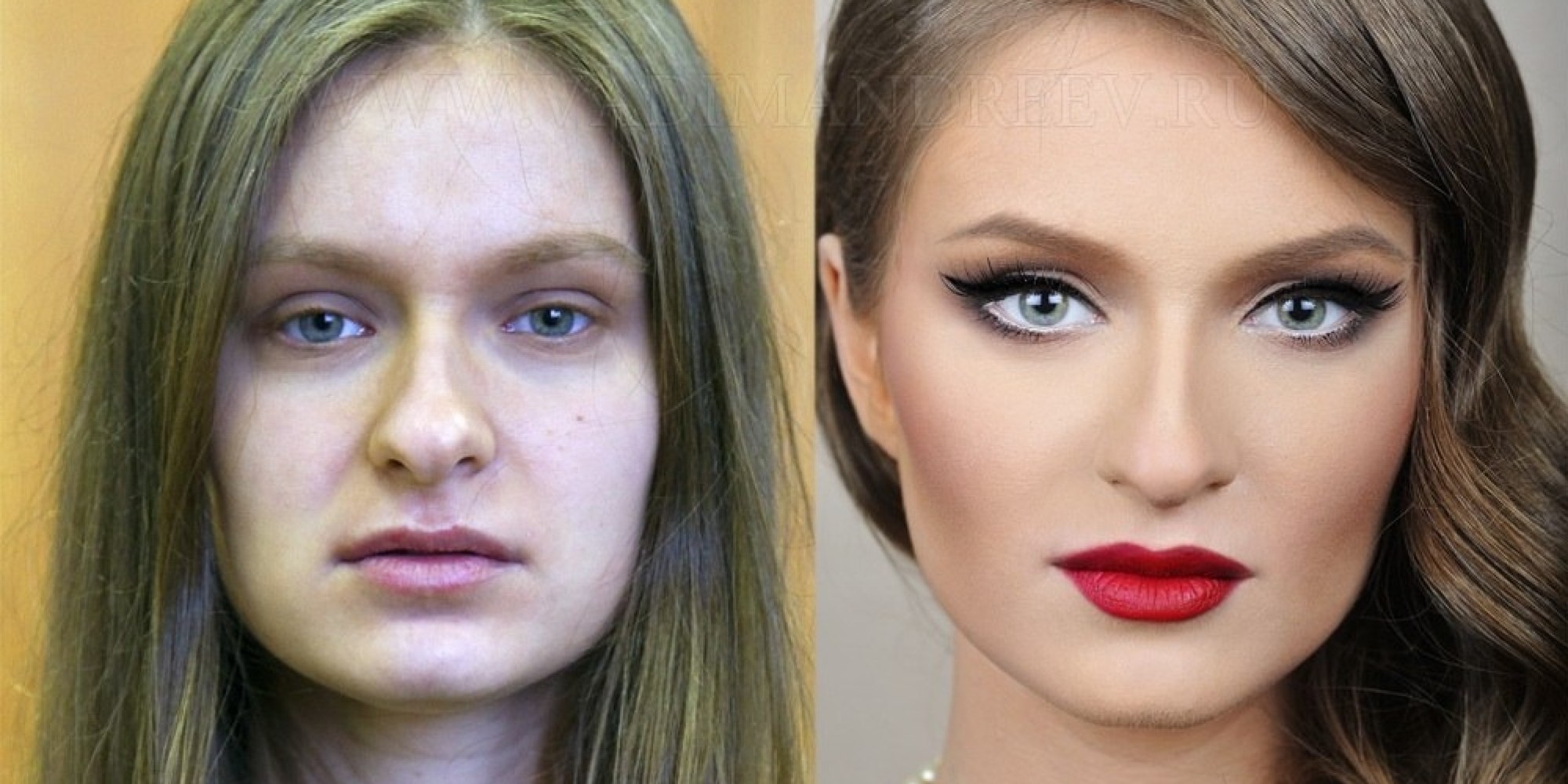 Как сделать лицо уже макияж и прическа