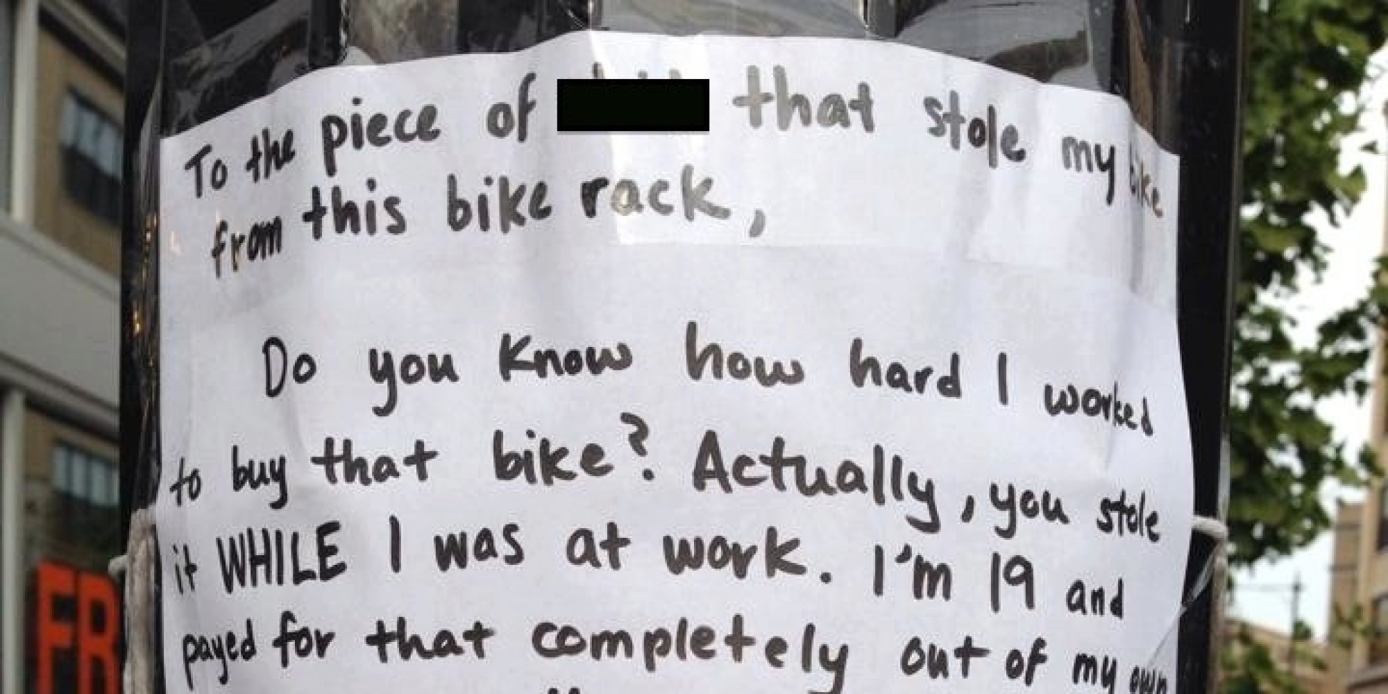 Student's Angry Note To Chicago Bike Thief Goes Viral -- And Ends ...