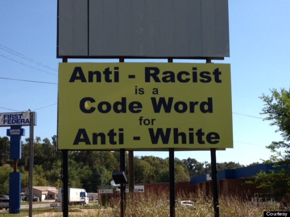 antiracist is a code word for antiwhite sign